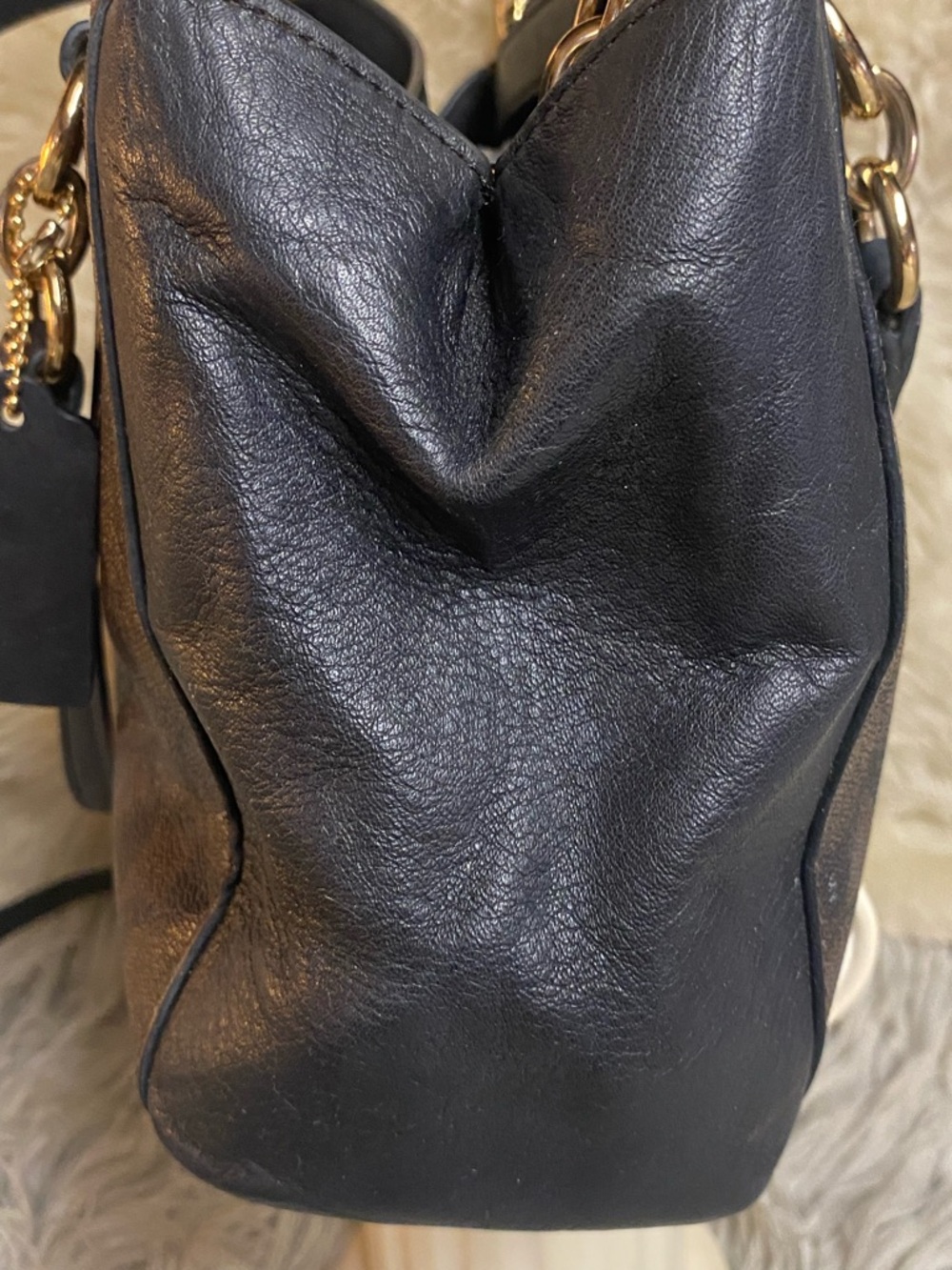 Coach Signature Mini Bennett Satchel Brown Black Gold Hardware Crossbody - Picture 4 of 16